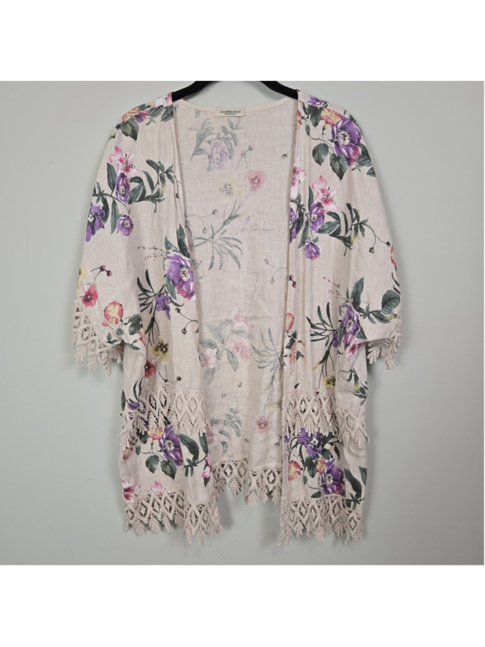 Valentina Naldi Womens Crochet Linen Cardigan O/S Floral Boho Beach Romantic